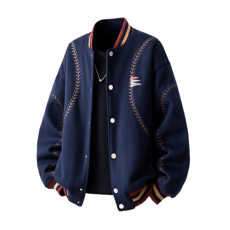 美式旗帜字母刺绣大码S-2XL夹棉聚酯纤维棒球棉衣男78156P148，男装棉衣，星座227-7