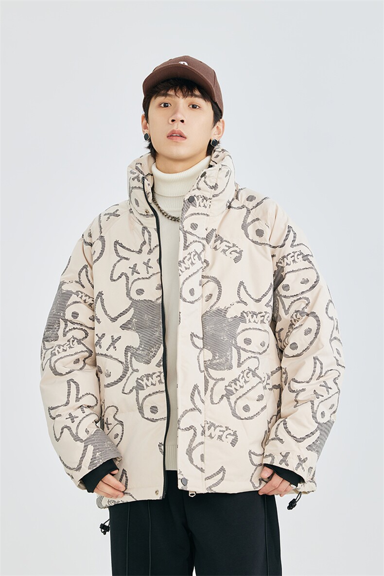 冬季90白鸭绒印花港风潮牌立领羽绒服A305-3776-P180控249,男装羽绒服,电商B306