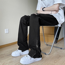 欧美高街vibe休闲裤子男痞帅高级感黑色修身显瘦长裤，男装休闲裤，星座410-7