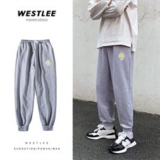 港风休闲裤男韩版印花宽松潮流束脚裤百搭运动卫裤8801-P50，男装休闲裤，星座1501
