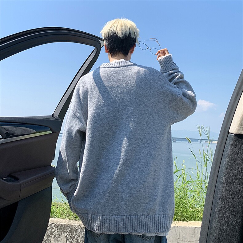 潮牌毛衣男冬季百搭宽松圆领打底针织衫日系复古情侣线衣MY80-P48,男装T恤,星座308B-2