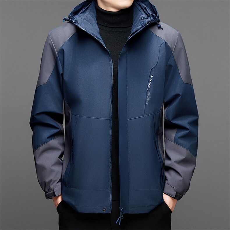 秋冬冲锋衣男三合一可拆卸加绒加厚户外防风防水外套登山服风衣潮,男装夹克,电商B212（原钱塘6029）