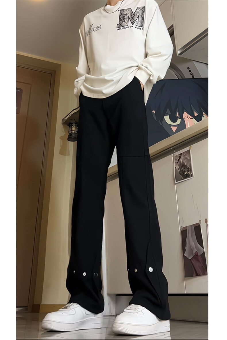 白色牛仔裤男款春秋季美式微喇修身直筒裤子潮牌高级感垂感休闲裤,男装牛仔裤,电商A062