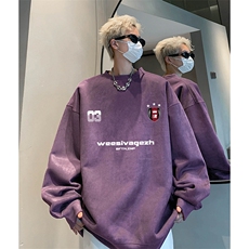 抖音得物供货提供视频秋冬重磅美式麂皮绒圆领卫衣JY305，男装卫衣，电商A486