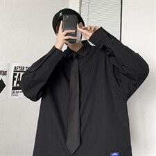 长袖衬衫男港风日系酷丝绵宽松版衬衫C410P30，男装衬衫，星座1116-2