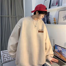 麂皮绒秋季重磅上衣落肩宽松简约小标卫衣JK23326-特批36控59，男装卫衣，星座605(原A050)