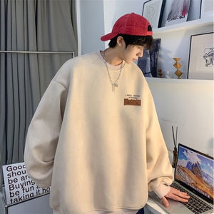 麂皮绒秋季重磅上衣落肩宽松简约小标卫衣JK23326-特批36 控59图片