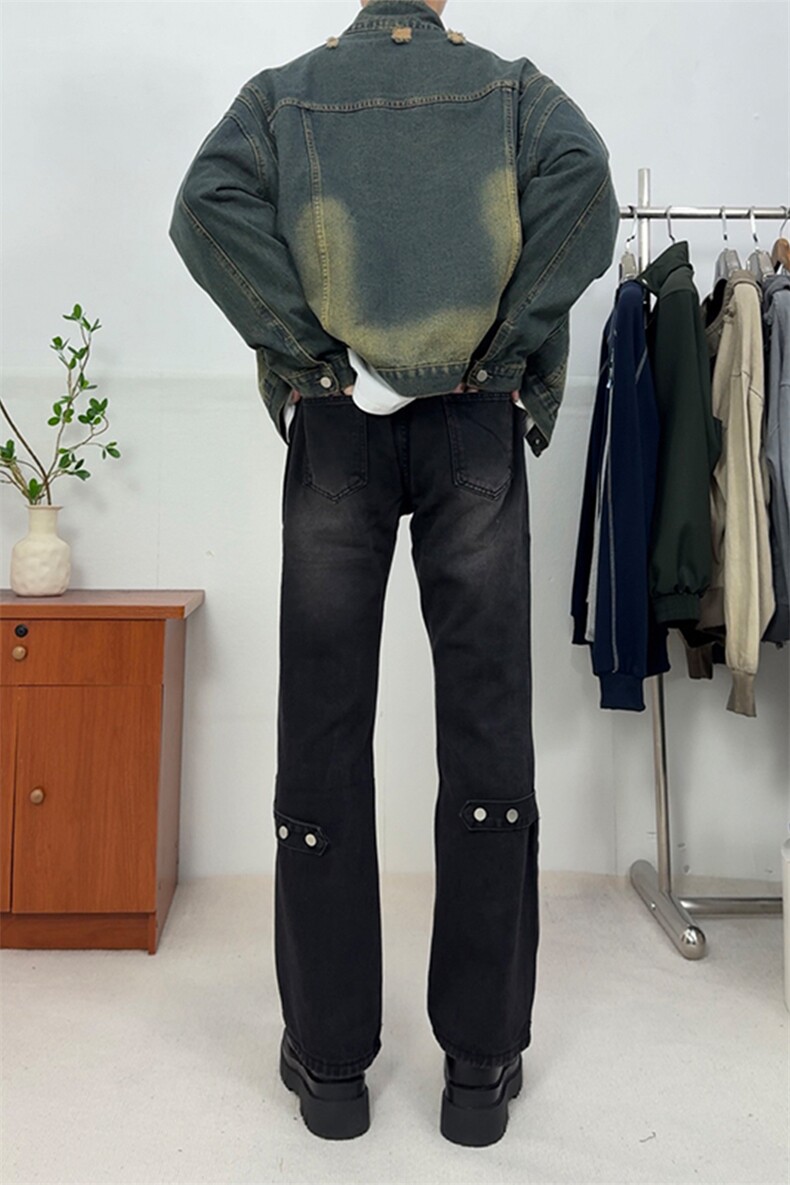 冬季美式ins高街vibe水洗加绒牛仔裤货号加绒K2316P70常规P55,男装牛仔裤,电商A063