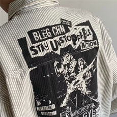 日系文艺复古时尚长袖双层棉纱衬衫2025秋季拼色领刺绣衬衣上衣，男装衬衫，星座516A