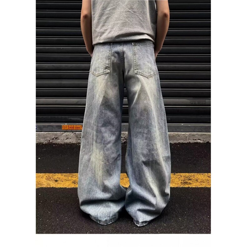 2025夏季新款小众长裤美式复古破洞设计感牛仔裤男女款A1160-P50,男装牛仔裤,星座208-5