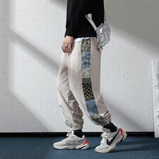 日系2024秋冬款撞色拼接灯芯绒束脚运动休闲潮牌卫裤8801-P50控69,男装休闲裤,星座914-3