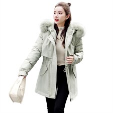 现货秒发2026冬装新款加厚加绒连帽大毛领修身保暖派克服外套女，女装棉衣/棉服，星宇服饰