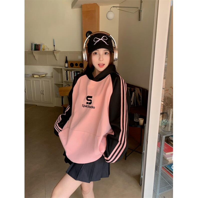 C0213-P55美式学院风长袖卫衣2024宽松印花外套连帽韩版上衣,女装短外套,星座617A-2