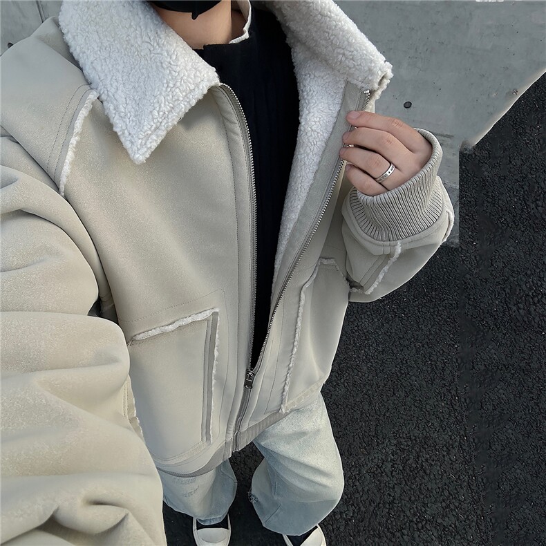 皮毛一体保暖夹克男女同款翻领棉衣外套GS63008,男装夹克,星座1206（原A206）