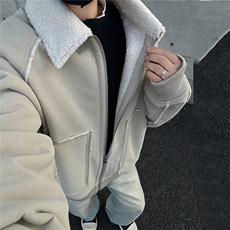 皮毛一体保暖夹克男女同款翻领棉衣外套GS63008，男装夹克，星座1206（原A206）