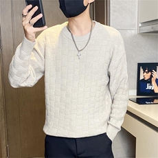 8525-特P40男士圆领针织衫加厚修身纯色套头线衣打底衫帅气，男装针织衫/毛衣，电商D310B