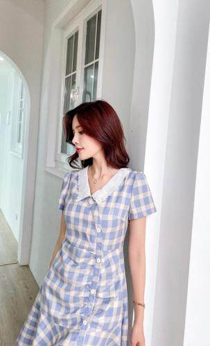 夏季新款格子连衣裙，女装连衣裙，樱·之秀