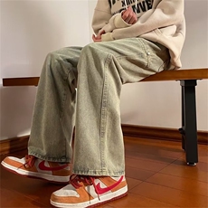 欧美炸街裤子男秋冬季ins潮牌高街牛仔裤秋冬设计感长裤NT31-P45，男装牛仔裤，星座1008
