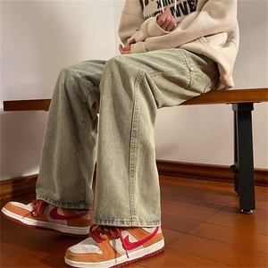 欧美炸街裤子男秋冬季ins潮牌高街牛仔裤秋冬设计感长裤NT31-P45图片