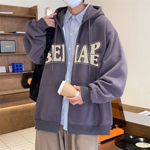 703-WH176-P65 加绒70 秋冬校园华棉印花连帽卫衣外套图片
