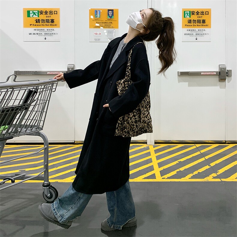 现货赫本风黑色气质双面羊毛大衣2C212-G20-P225-K328,女装毛呢外套,2C212