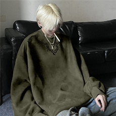 秋季新款美式高街荆棘印花宽松圆领卫衣JK23552特批38控68，男装卫衣，星座605(原A050)