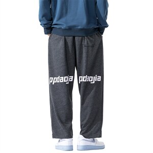 2020冬季新日系白墙大码男字母印花加绒加厚休闲卫裤K20721-P50图片