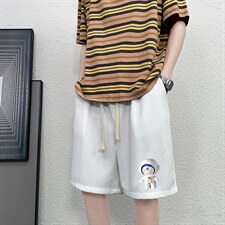 HD74233-P22华夫格短裤男大码宽松五分裤男直筒中裤，男装休闲裤，电商A040