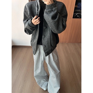 现货 小众高街设计感立领短款加厚宽松呢子外套N3001/P115图片