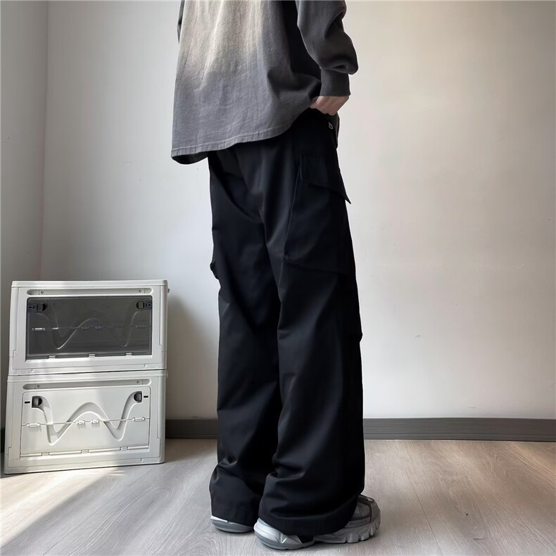 美式工装裤子男秋季新款高腰垂感宽松直筒休闲阔腿运动裤西裤,男装西裤,星座1013