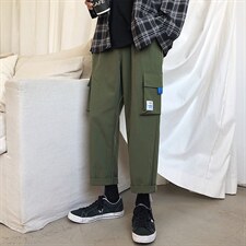 港风九分裤子男潮流宽松运动休闲裤直筒工装裤5106-特批30图片