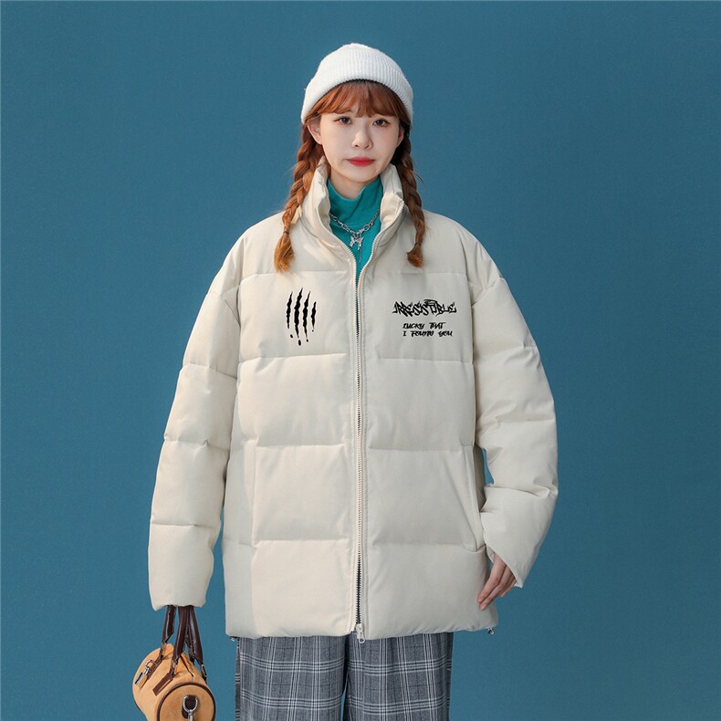中性风22冬季潮流港风字母印花立领棉服TPMY57P65控99特批无差价，男装棉衣，A247A