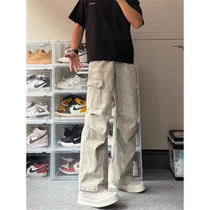 现货DK8280-批55春秋季宽松直筒迷彩脏脏裤潮牌牛仔裤图片