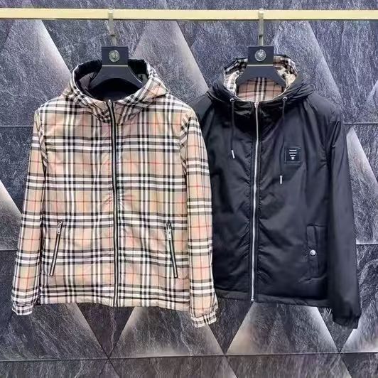 (网图)轻奢双面穿棉服休闲格子潮流二棉外套313B-JK5605双面-P115,男装棉衣,星座313B