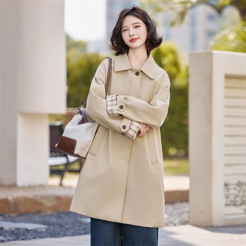 风衣外套女2024新款春秋英伦风中长款小个子早秋高级感妈妈大衣潮，女装风衣，微微衣阁