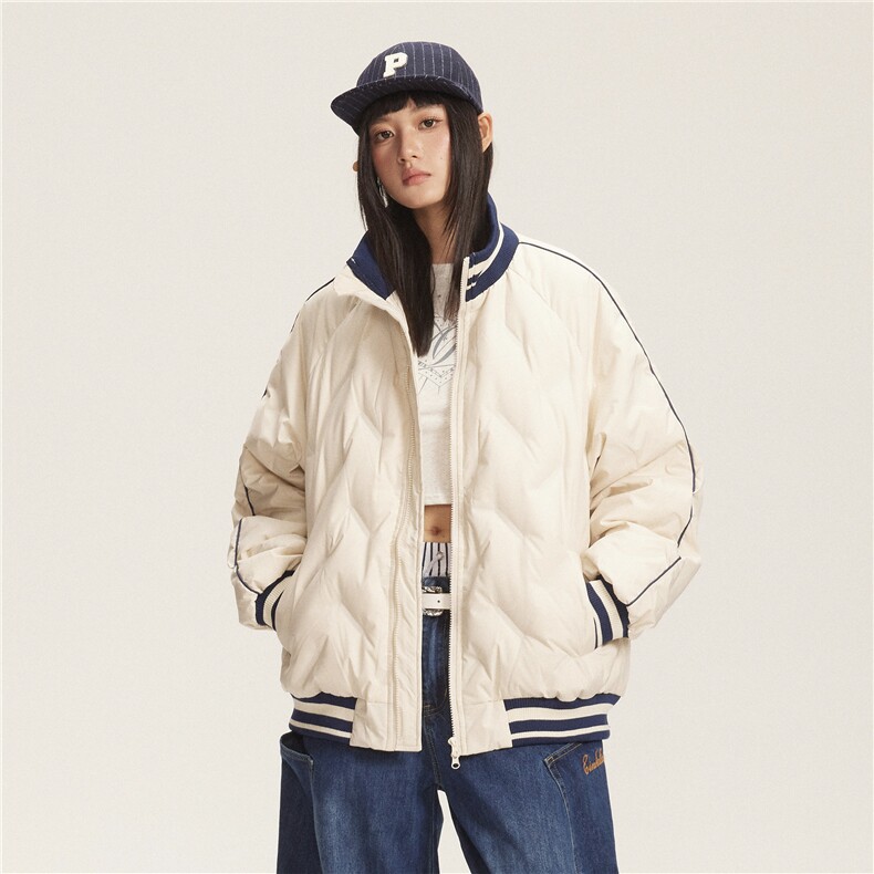 2025冬款拼色立领嵌线立体压花羽绒服-5633-338,男装羽绒服,电商S012（CATTEE）