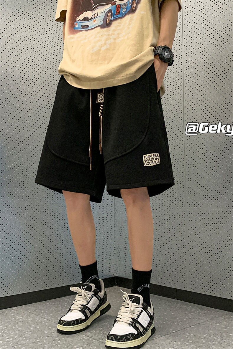 墨绿色短裤男款夏季薄款美式复古篮球运动中裤宽松直筒休闲五分裤,男装休闲裤,电商D206-1
