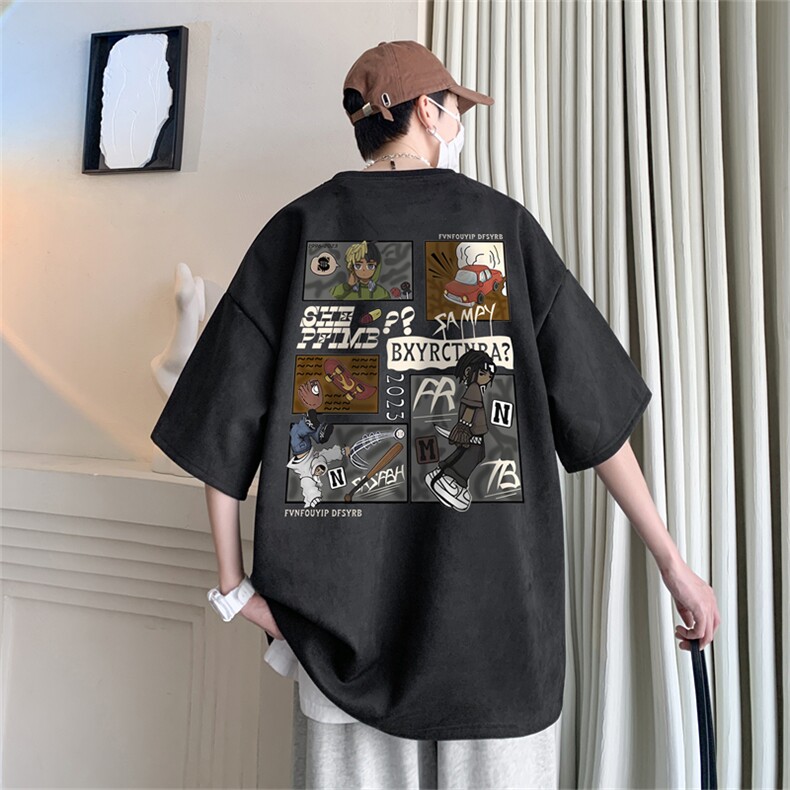 麂皮绒圆领休闲夏季短袖T恤男清凉RT3065-P28控48图片