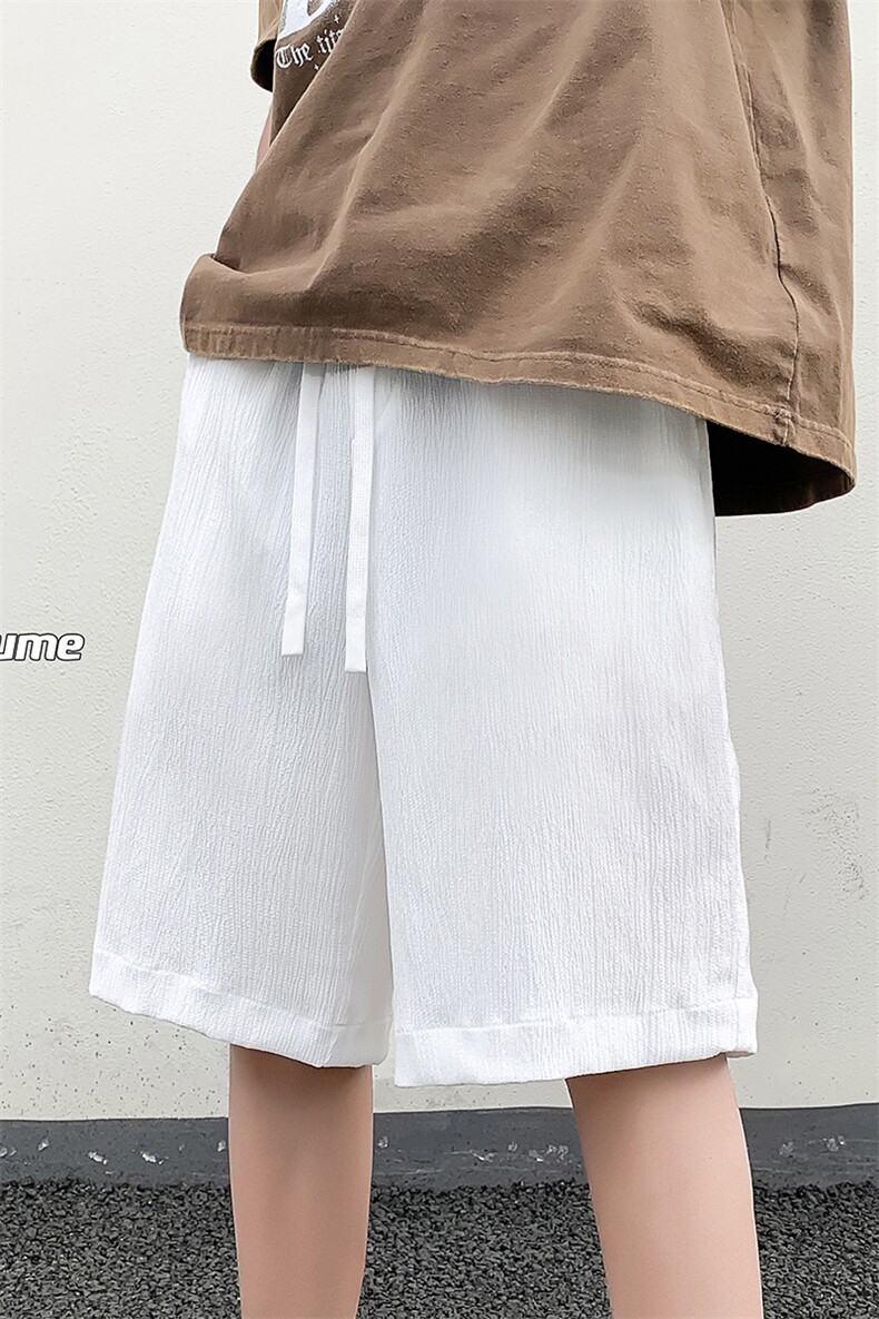 8XL-M特大码冰丝休闲五分运动短裤肌理感褶皱裤DK1507P30控48,男装休闲裤,电商D206-1