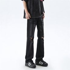 B221美式ins高街暗黑修身破洞弹力牛仔裤LK24182-P65控88，男装牛仔裤，电商B221