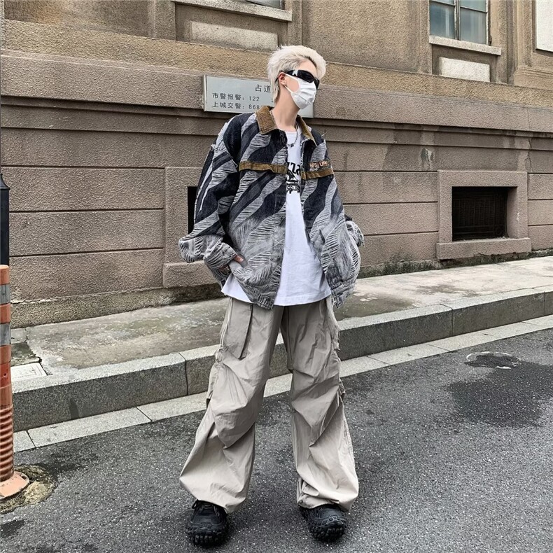 复古水洗破损牛仔外套2024秋季设计感宽松百搭休闲夹克,男装夹克,星座716-4
