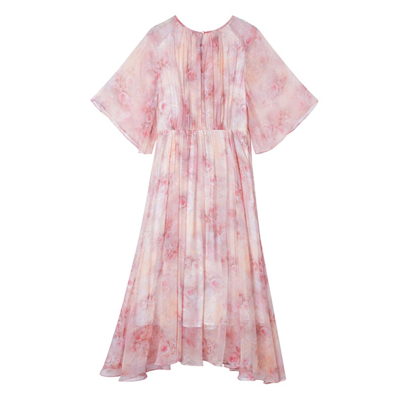 真丝连衣裙2025夏季新款大码女装衣服桑蚕丝高端精致气质碎花裙子,女装连衣裙,阿舍尔精品
