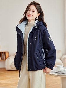 现货2025冬装新款加绒加厚休闲精品女装棉衣棉服连帽派克服图片