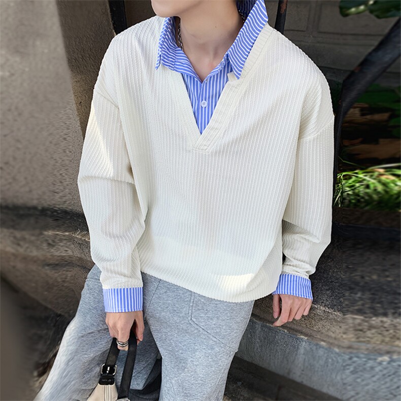 学院风假两件卫衣潮流宽松休闲上衣A161-MT-2603-P48,男装卫衣,电商A161