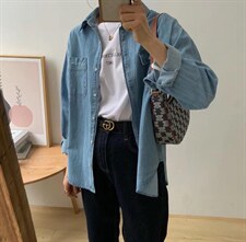 【素妮】2022春款双口袋牛仔衬衫，女装衬衫，素妮