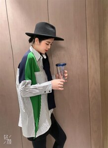 欧版拼肩衬衣图片