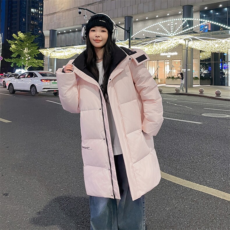 跑量大货中长款连帽鹅绒情侣羽绒服保暖纯色加厚上衣801p260,男装羽绒服,星座1602B（原101B-1）