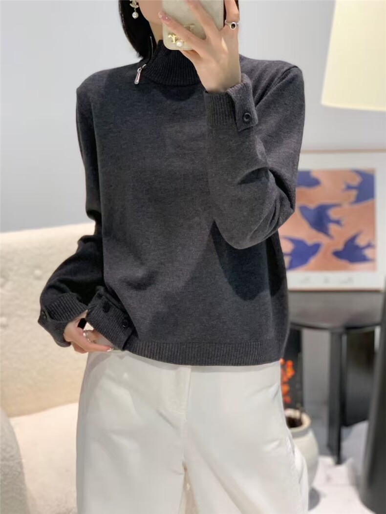 2025年秋季时尚百搭通勤简约休闲套头高领，女装针织衫/毛衣，羿纯羊绒