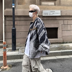 美式拼色夹克男女潮牌ins破洞美式复古拼接设计感外套J8616-p72，男装夹克，星座1008-1