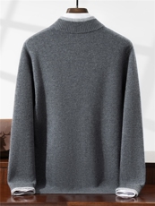 2025年秋冬季100羊毛开衫时尚都市双股半高撞色羊毛衫羊毛外套，男装针织衫/毛衣，星纬羊绒